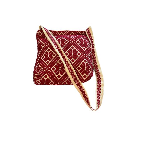 Handmade | Red Cotton Boho Tote - Picture 2 of 4